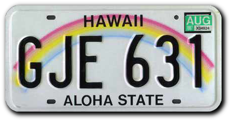 Placa hawaiana con el arco iris