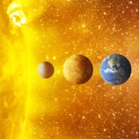 Sonne, Merkur, Venus und Erde